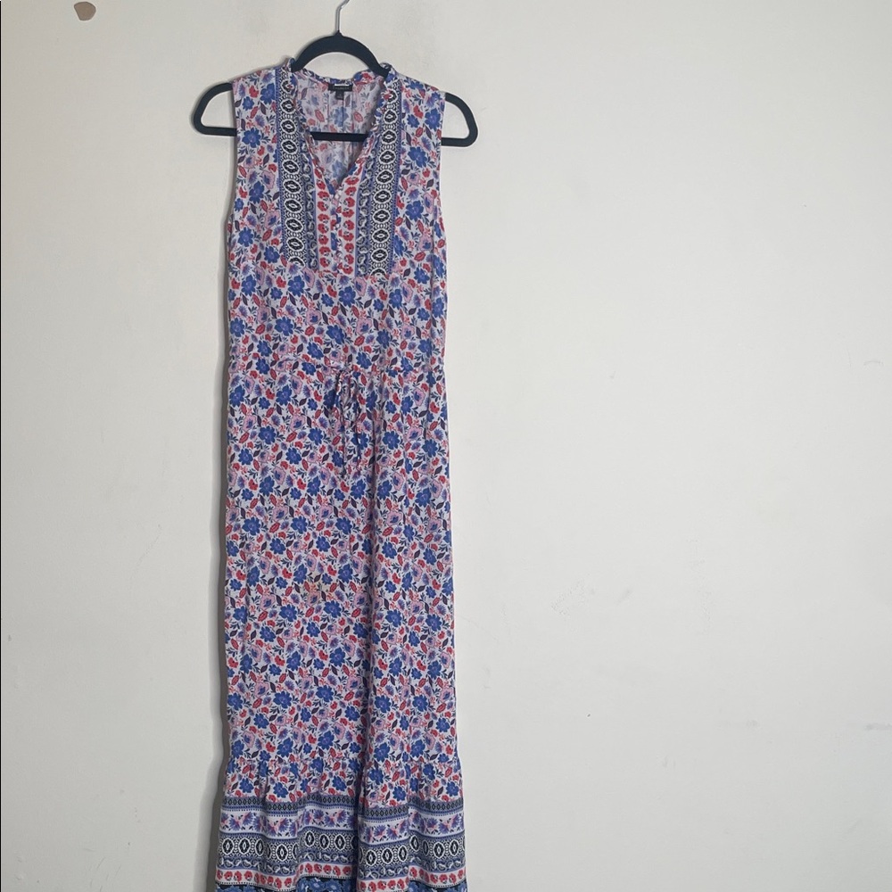 Talbots Sleeveless Floral Maxi Jumpsuit in Blue, Pink & White